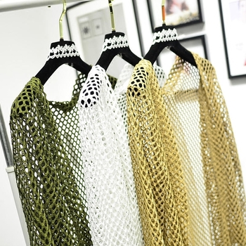 Свежа дълга жилетка за дамите на мрежа в три цвята