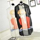 Γυναικεία  μακρύ ζακέτα σε λευκό και μαύρο χρώμα