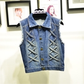 Σύντομο τζιν  γυναικείο γιλέκο - πολύ κομψό