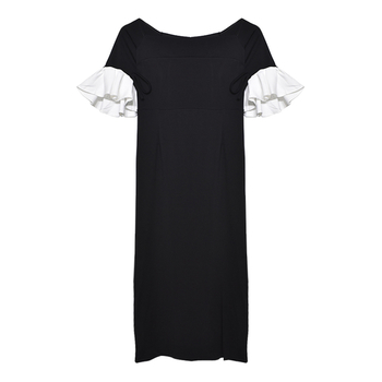 Γυναικείο φόρεμα με μανίκι 3/4 σε μαύρο χρώμα
