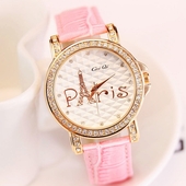 Γυναικείο ρολόι με τον εικονογραφημένο πύργο του Άιφελ