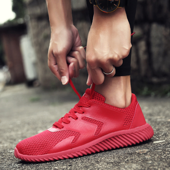 Αθλητικά κομψά αντρικά  παπούτσια - αναπνεύσιμα σε μαύρο, κόκκινο και λευκό χρώμα