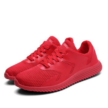 Αθλητικά κομψά αντρικά  παπούτσια - αναπνεύσιμα σε μαύρο, κόκκινο και λευκό χρώμα