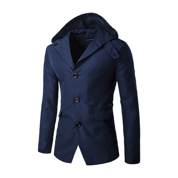 Стилно спортно-елегантно палто за мъжете с качулка в четири цвята
