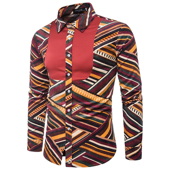 Ανδρικό ενδιαφέρον πουκάμισο με μακριά μανίκια σε δύο μοτίβα 