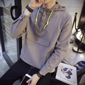 Γκρι και άσπρο ανδρικό φούτερ με κουκούλα