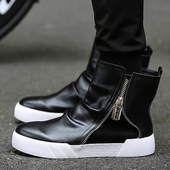 Πολύ μοντέρνα και κομψά ανδρικά πάνινα παπούτσια με φερμουάρ από τεχνητό δέρμα και επίπεδη σόλα - 3 χρώματα