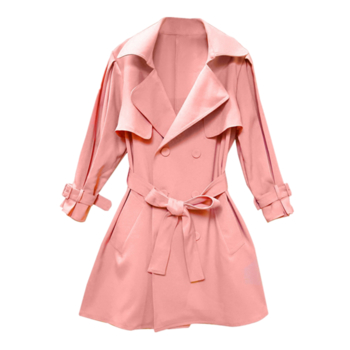 Πολύ κομψό και μακρύ γυναικείο παλτό με 3/4  μανίκια σε ροζ χρώμα
