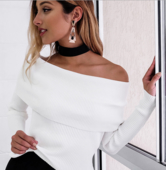 Стилна дамска блуза с паднали рамене в много цветове