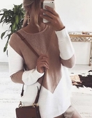 Стилен и дълъг дамски пуловер в розов и червен цвят