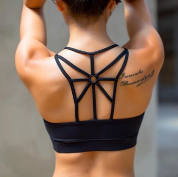  Γυναικείο αθλητικό  μπουστάκι  με ενδιαφέρουσες σταυρωτές συνδέσεις στο πίσω μέρος - 3 χρώματα