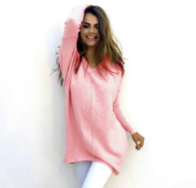 Много стилно семпло дамско пуловерче с V-образна яка 