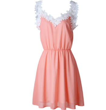 Πολύ κομψό γυναικείο  φόρεμα  με δαντέλα στα λουριά ώμου και στο λαιμόκοψη - 3 χρώματα