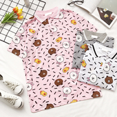 Сладка дамска блуза с поло яка в два цвята и изображения