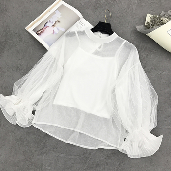 Γυναικείο πουκάμισο σε λευκό + αμάνικο