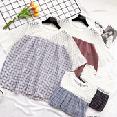 Стилна дамска блуза с дантела на каре, подходяща за ежедневие