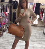 Ежедневна дамска плисирана рокля с дълъг ръкав 