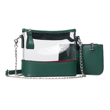 Много стилна и модерна дамска чанта с метална дръжка в три цвята