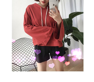 Дамски ежедневен суичер с качулка,връзки и широк дълъг ръкав