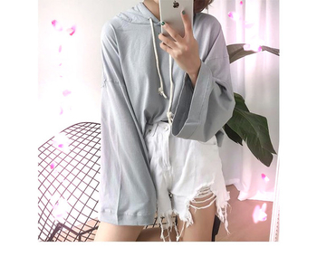 Casual  γυναικείο φούτερ  με κουκούλα, κορδόνια και φαρδιά μανίκια