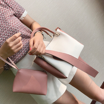 Стилна дамска чанта с портфейл в два цвята