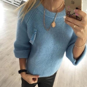 Γυναικείο καθημερινό πολύ ζεστό πουλόβερ με κολάρο σε σχήμα O - 4 χρώματα