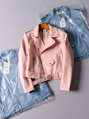 Актуално кожено яке за дамите с колан в много цветове