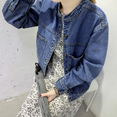 Μπουφάν τζην για κυρίες με ελαφρό στυλ και απλό σχέδιο