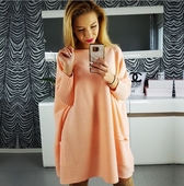 Γυναικεία μακρύ ζακέτα με O-σχήμα γιακά, μεγάλες τσέπες και μακριά μανίκια 