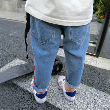 Детски дънкови панталони с висока талия - широки