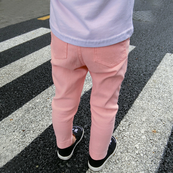 Ежедневен детски панталон за момичета в розов, бял и черен цвят