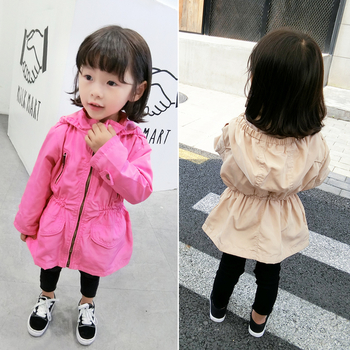 Μακρύ παιδικό μπουφάν με κουκούλα σε δύο χρώματα