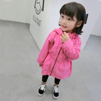 Μακρύ παιδικό μπουφάν με κουκούλα σε δύο χρώματα