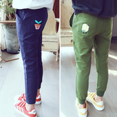 Αθλητικά παιδικά παντελόνια σε πράσινο και μπλε για κορίτσια με κεντήματα