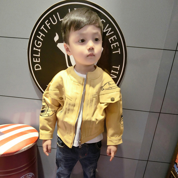 Стилно детско яке за момчета в жълт и бял цвят