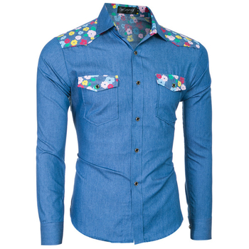 Ανδρικό, πολύ κομψό πουκάμισο με τσέπες με σχέδια - 2 χρώματα