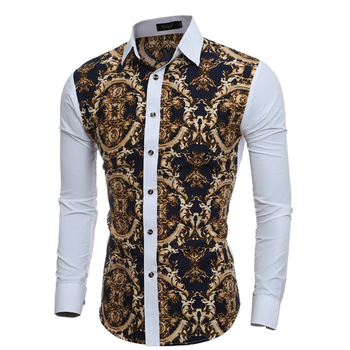 Κομψό  ανδρικό πουκάμισο  με μακριά μανίκια και μοντέρνα εποχιακά σχέδια