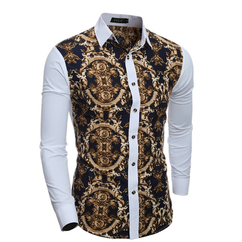 Κομψό  ανδρικό πουκάμισο  με μακριά μανίκια και μοντέρνα εποχιακά σχέδια