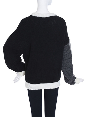 Широк и дълъг дамски пуловер в два цвята