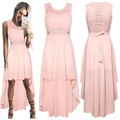 Πολύ μοντέρνο και μοντέρνο φόρεμα κυρίες με δαντέλα στην κορυφή σε μαύρο και μωρό ροζ χρώμα