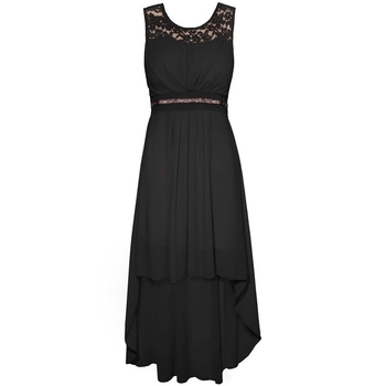 Стилна и актуална дамска рокля с ажурна дантела в горната си част в черен ирозов цвят
