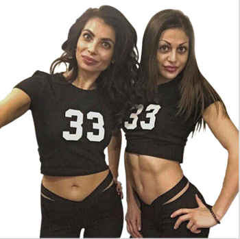 Γυναικεία αθλητική ομάδα - σφήνα + κοντό μπλουζάκι, σε μαύρο χρώμα