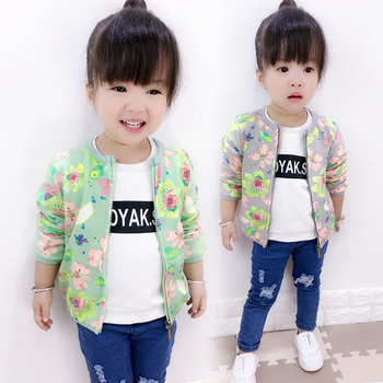 Сладко детско яке за момичета във флорален мотив в два цвята
