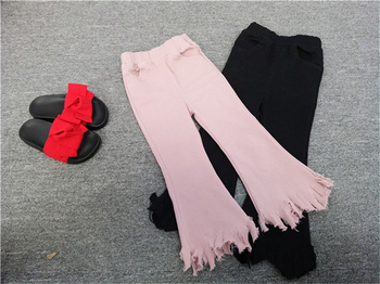 Сладък детски панталон за момичета в розов и черен цвят