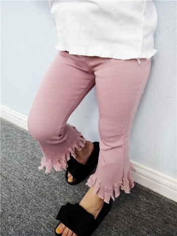 Γλυκό παιδικό παντελόνι για κορίτσια σε ροζ και μαύρο χρώμα
