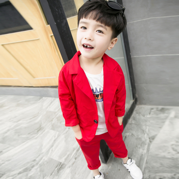 Детско стилно сако за момчета в червен и черен цвят