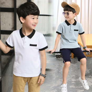 Σπορ-κομψό παιδικό πουκάμισο για αγόρια μικρού μήκους μανικιού σε τρία χρώματα