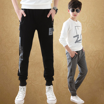 Спортен детски панталон за момчета в черен и сив цвят