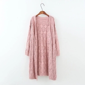 Μακρύ και ζεστή πλεκτή γυναικέια ζακέτα σε τρία χρώματα