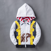 Παιδικό φούτερ  σε λευκό χρώμα  και πολύχρωμη διακόσμηση με κουκούλα